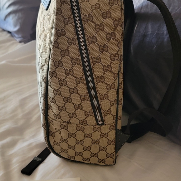 Authentic Gucci Beige and Brown GG Pattern Backpack - Picture 2 of 6
